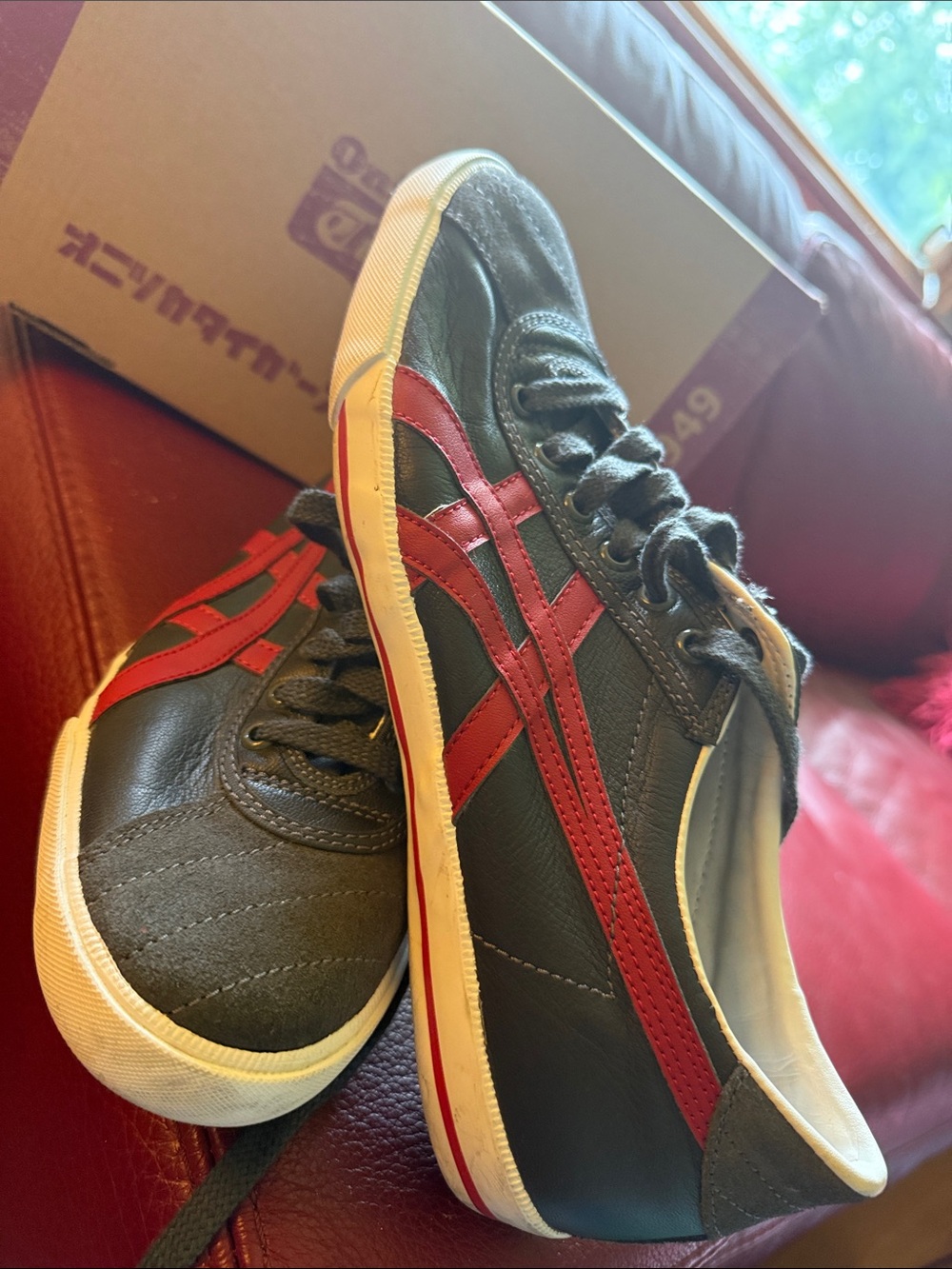Men's Black Sneakers with Red Stripes - Classic Low-Top